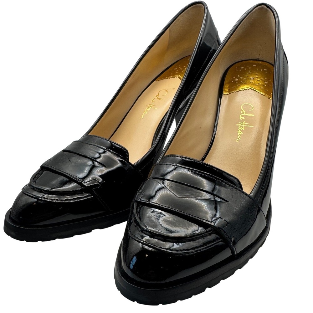 Cole Haan Penny Air Moc Pump Black Patent Heels Nike Air D25515 Size 9.5B